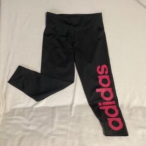 Adidas Womans Black Cropped Athletic Leggings Climalite Size M